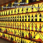 Large Wine Rack Wall Mounted Solid Wood DIY Floating Bar Liquor Bottles Storage Rack Hanging Holder Wine Bottle Racks for Home Bar Dining Room Decorative (71in/180cm)
