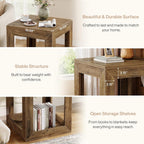 Tribesigns Farmhouse End Table, 20" Large Square Side Table with Storage Shelf, Rustic Wood Nightstand for Bedroom, Living Room, and Office, Easy Assembly (Rustic Brown, 1PC)