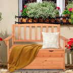 44Inch Yard Storage Bench with Backrest & Armrest, Outdoor Patio Seat Box, Outdoor Storage Bench Cedar Yard Box Patio Seating Garden Furniture,Garden Seating | Yard Storage Benchs - Bright Orange Red