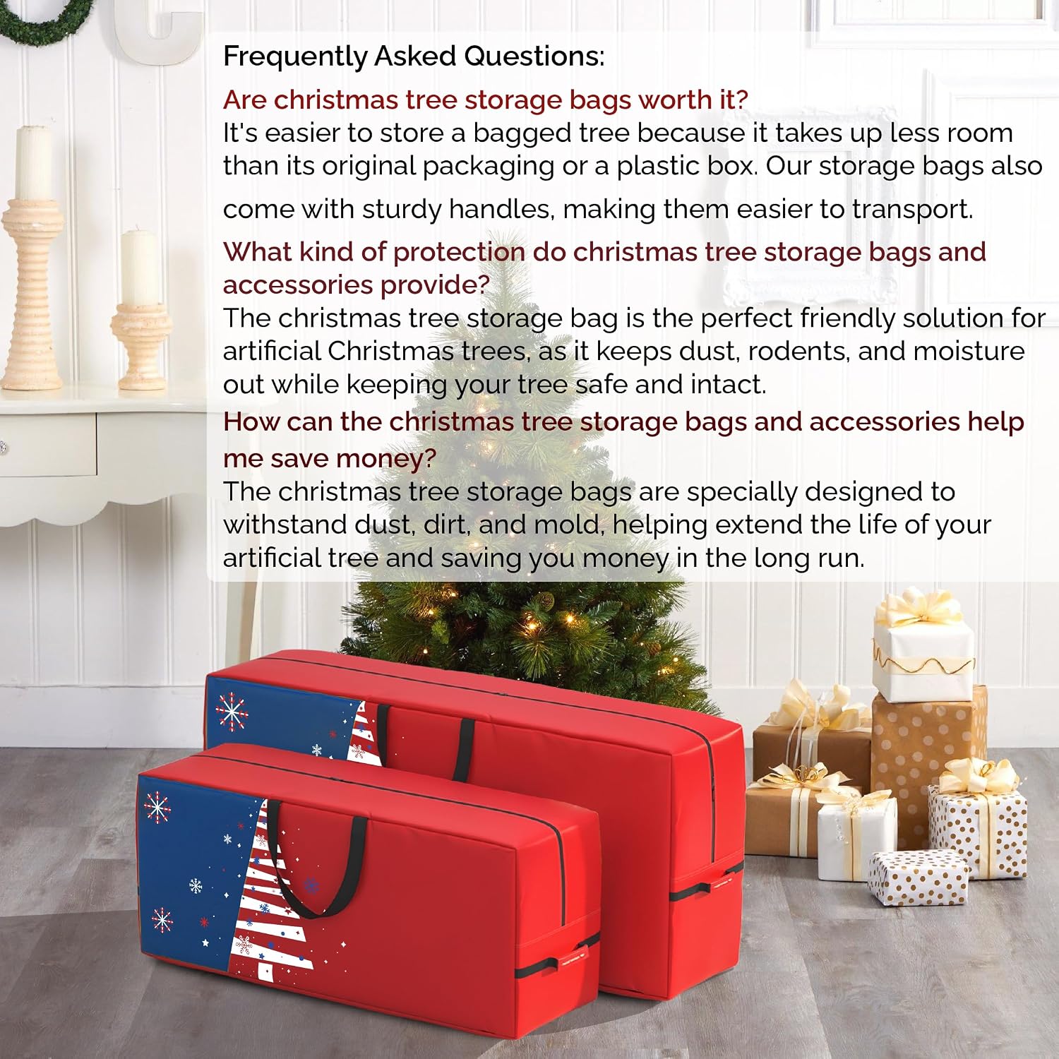 Extra Large Heavy Duty Storage Bag, Waterproof 600D Oxford Christmas Tree Storage Bag with Reinforced Handles, Dual Zippers, Moving Bags for Home, College Dorm, Camping, Seasonal Decor -Space Saving