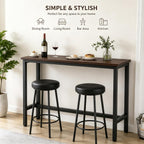 Long Bar Table - 41" Counter Height Narrow Bar Table with Solid Wood Top, Bar Height Table with Metal Frame, Space-Saving Pub Table for Kitchen, Living Room, Behind Couch, Coffee Shop Walnut