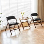 Wooden Folding Chairs Set of 2, Folding Chairs with Padded Seats, 31" Stackable Folding Dining Chairs, Folding Extra Chair for Guests Kitchen, Bedroom, Living Room, Party Chairs, Walnut Brown