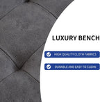 JIEXI 45.3'' Upholstered Quality Cloth Fabrics Bench with Metal Leg, Button Tufted Design Footstool, Waiting Bedroom Room Reception Bench, Office Chair, for Entryway and Kitchen