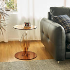 Acrylic Side Table, Clear End Table, Round Drink Table, Modern Nightstand for Living Room, Coffee Tables for Bedroom, Amber