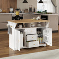 JIJIWANG Multifunctional Extendable Kitchen Island Cart with with Towel Rack,Spice Rack Shelf US Standard Outlet, 47 * 18 * 36inch,5 Wheels Mobile Kitchen Storage Cabinet,1 inchThick Top Board,White