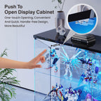 RGB Glass Display Cabinet - with Human Body Sensor, High Gloss Sideboard with Lock & Glass Shelves for Toys, Books, Collectibles, Liquor, Bookcase for Living Room, Kitchen, Study, Black