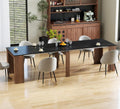 SSLine Rectangular Extendable Dining Table 35"-118" Super Long Conference Meeting Table for 6 8 10 12 People Black Walnut Expandable Kitchen Tables for Home Office Computer Table
