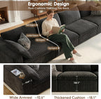 157.6" Cloud Couch Oversized Modular Sectional Sofa, Boneless U-Shaped 8 Seater Deep Seat Couch with Ottoman, Soft Corduroy Upholstery, DIY Combination for Living Room, No Assembly Required, Black