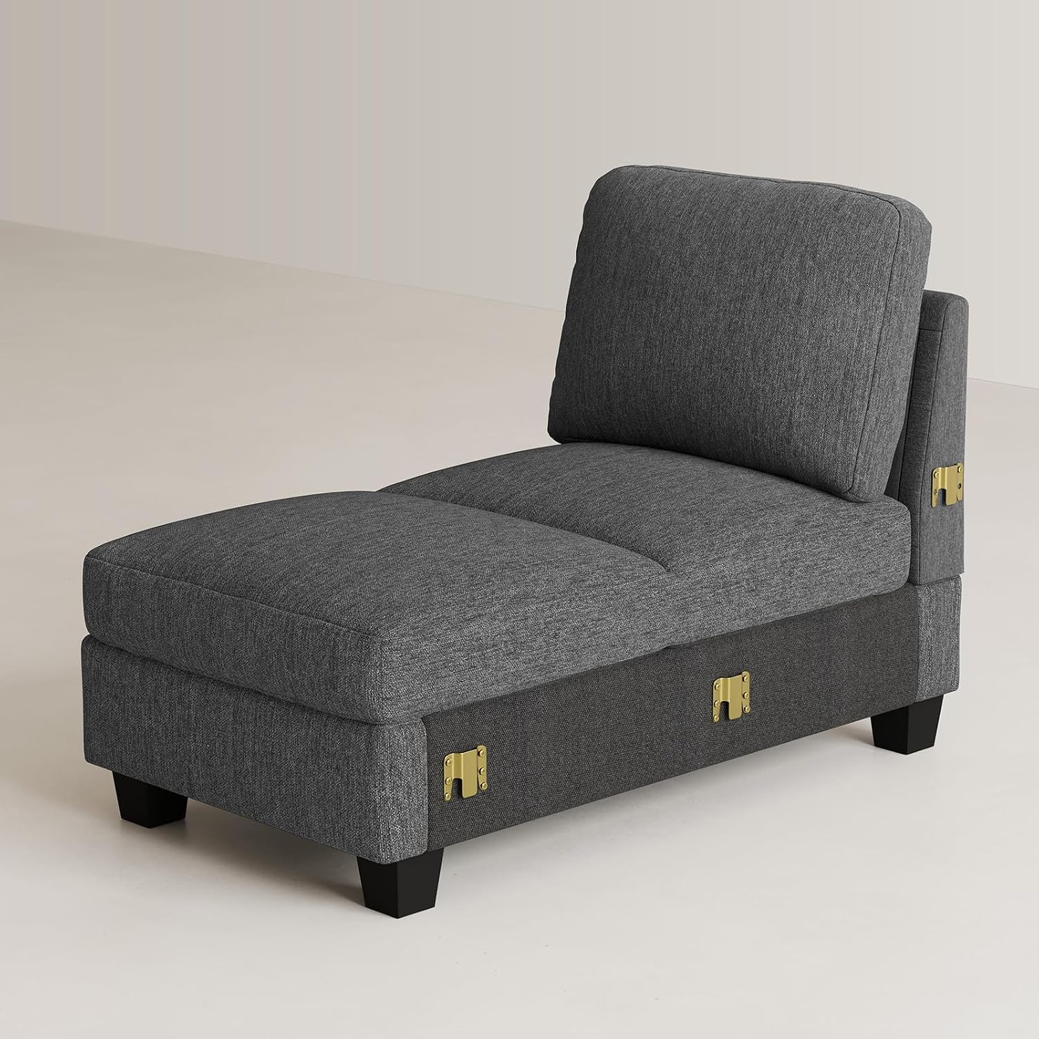 Belffin Modular Sectional Sleeper Sofa Bed with Extendable Length Deep Seat Cloud Couch for Living Room. Dark Grey