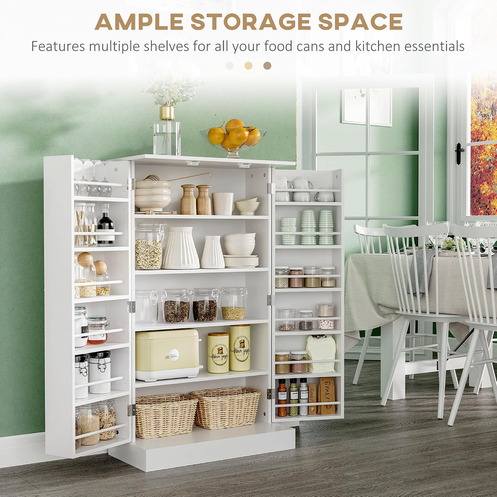 41" Modern Kitchen Pantry Freestanding Storage Cabinet with Double Doors Adjustable Shelves for Living Room - White,11.8 * 23.5 * 40.8