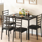 GarveeHome 5-Piece Kitchen Dining Room Table Chair Set for Small Space, Indoor Modern Dinette Set for 4, Square Dinner Table Set for Dinette (Black, Dining Table with 4 Chairs)