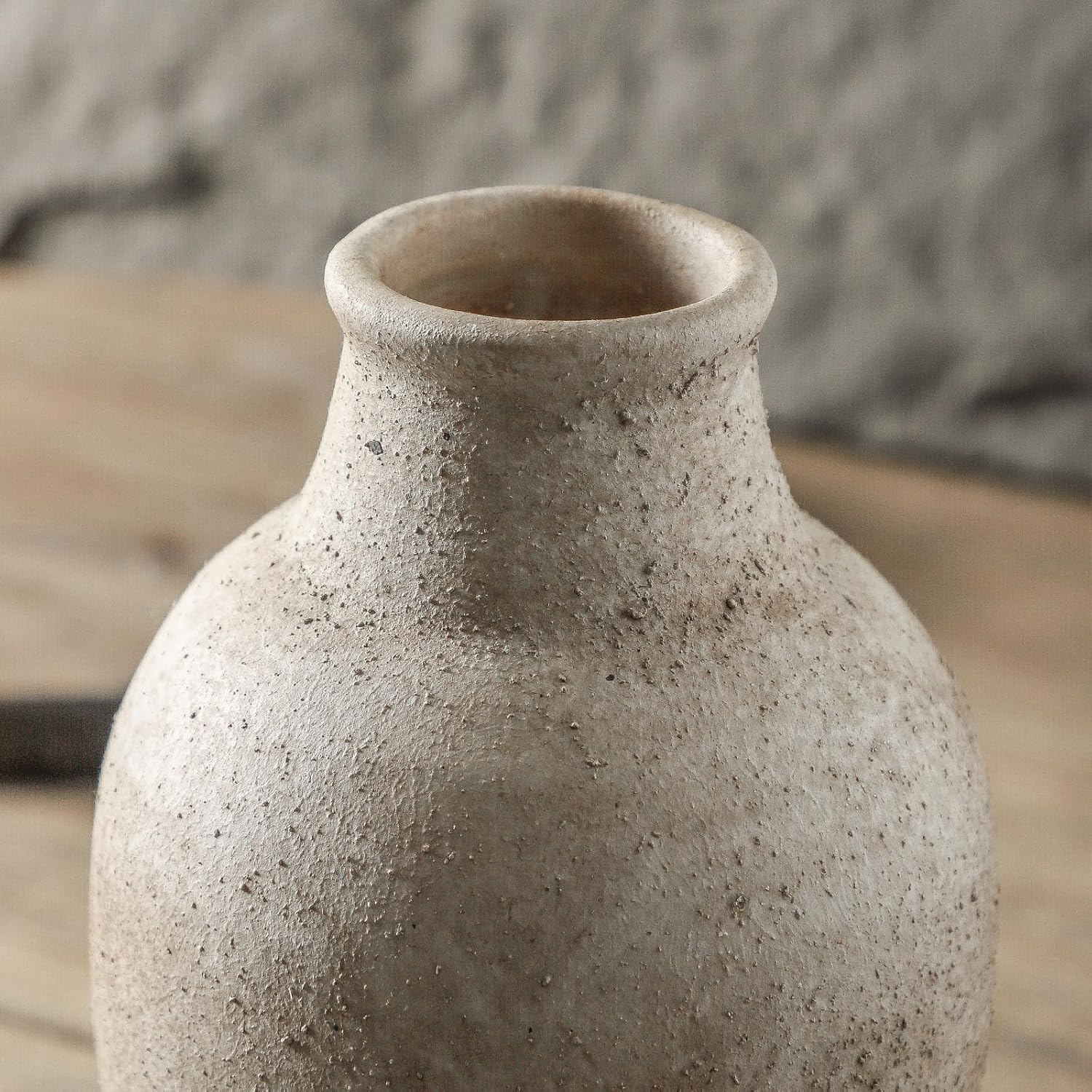 Ceramic Flower Vase 8.3（inc） Gray Rustic Farmhouse Decor Living Room Home Decor Bedroom Decorations for House Book Shelf Office Coffee Desk Dining Fireplace Floor vase