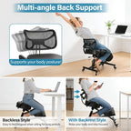 Kneeling Chair, Ergonomic Kneeling Chair with Back Support, kneelings Office Chairs with Adjustable Height and Lumbar Support for Banking Meeting Room Office Home Reception,Improve Postures