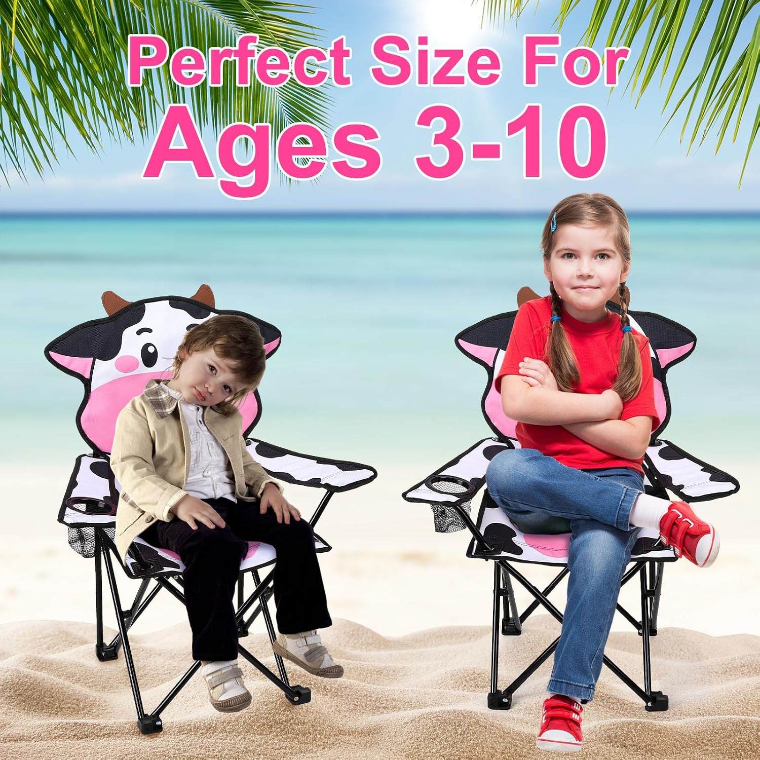 KABOER Kids Outdoor Folding Lawn and Camping Chair with Cup Holder and Carrying Bag, Children's Camping Chairs