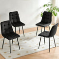 Homedot Black Dining Chairs Set of 4, Modern Upholstered Velvet Kitchen Reception Chairs Tufted, Comfortable Living Room Chairs for Apartment/Dining Hall