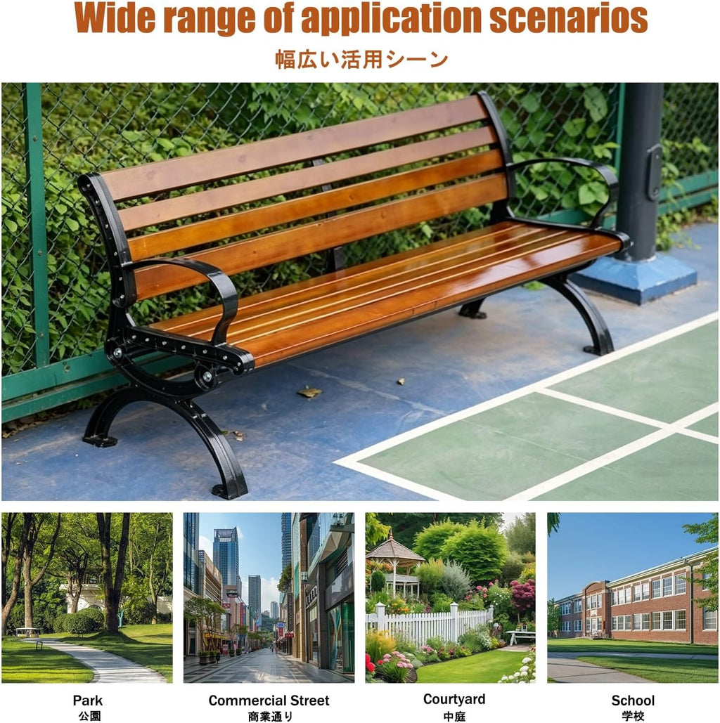 Garden Benches for Outdoors, Patio Benches for Outdoors, Features a Cast Aluminum Frame; Suitable for Front Porches, Parks, and Various Outdoor Spaces.(B Deluxe,150cm)