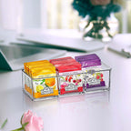 Amazing Abby - SereniTEA - 2-Pack Acrylic 3-Compartment Tea Bag Organizer, Clear Plastic Tea Box, 3-Slot Tea Chest, Perfect Tea Storage Solution for Kitchen Cabinet, Countertop, Pantry, and More