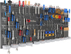 TORACK Garage Tools Organizer Boards Kit with Hooks, Wall Mount Tool Storage Pegboard Modular Peg Boards with Pegs(Black)