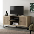 Nathan James Kendall Round Nesting Coffee Set of 2, Light Brown & 74101 Mina Modern TV Stand, Oak Wood Finish, Oak/Black