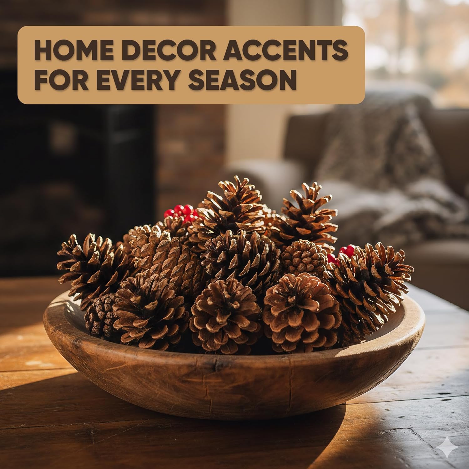 Tumbler Home Pine Cones for Decorating, 15pcs Loblolly Pinecones 2" - 3" Inch Each, Natural Pine Cones for Crafts, Pinecone Ornaments, Christmas Tree & Rustic Home Décor
