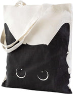 Yivona Canvas Tote Bag for Women, 100% Cotton Cat Tote for Shopping, Travel, School, Gift for Girls, Book Lover, Birthday