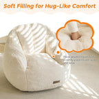 MAXYOYO Kids Bean Bag Chair, Comfy Bean Bag Sofa with Back Support, Faux Fur Cute Chair for Boys and Girls, Stuffed Floor Sofa for Nursery, Bedroom, Beige