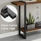 Solid Wood Console Table, 1.96" Thick Top Entryway Table, Narrow Sofa Table Behind Couch, Heavy Duty Industrial Hallway Table with Steel Frame, Rustic Farmhouse