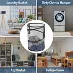 Seiritex Mesh Popup Laundry Hamper 115L Foldable Laundry Basket Extra Large Capacity Collapsible Clothing Storage Basket with Handles 26 H x 18 W x 18 L (Black)