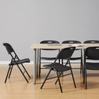 Amazon Basics Sturdy Foldable Portable Plastic Chair, 350-Pound Capacity, Supportive Seating for Events, Space-Saving, Black, 6-Pack