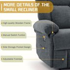 Korser Recliner Chair for Living Room, Manual Recliner with Thick Upholstered & Side Pockets, Small Recliner for Small Spaces, Lounge Chair for Nursery Bedroom Apartment RV, Chenille