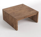 LITTLE TREE 39.4" Square Fluted Coffee Table, Mid-Century Modern Brown Center Table for Living Room, Architectural Wood Cocktail Tea Tables, Contemporary Coffee Tables, Easy Assembly