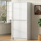72" Tall Farmhouse Kitchen Pantry Cabinet,Freestanding Food Storage Pantry with 8 Door Shelves & 3 Adjustable Shelves,Hidden Drawer Storage Cupboard for Kitchen Dining Room,White