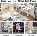 Ergonomic Office Chair with Lumbar Support and Headrest, High Back Mesh Desk Chair with Flip-Up Armrests, 350lbs Capacity Swivel Computer Chair for Home Office, Bedroom (Khaki + White)