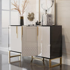 homary Buffet Sideboard Cabinet with Storage – 59" Modern Kitchen Server Table with 4 Doors & Adjustable Shelves, Stainless Steel Frame for Dining Room, Living Room, Entryway