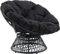 OSP Home Furnishings Wicker Papasan Chair with 360-Degree Swivel, Grey Frame with Black Cushion