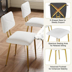 VECELO Dining Chairs Set of 4, Modern Upholstered Kitchen Chairs with Faux Leather Cushion Seat & Metal Legs for Kitchen, Living Room, Tufted Backrest Design, White