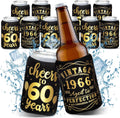12Pack 60th Vintage Birthday Can Sleeves, Cheers to 60 Years Vintage 1966 60th Party Favor Decorations, Black and Gold Neoprene Soda Can Beverage Cooler Holder Sleeves for Sixty Year Old