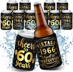 12Pack 60th Vintage Birthday Can Sleeves, Cheers to 60 Years Vintage 1966 60th Party Favor Decorations, Black and Gold Neoprene Soda Can Beverage Cooler Holder Sleeves for Sixty Year Old