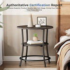 OLIXIS 21.85-Inch Round End Table, 2-Tier Side Round Table for Living Room, Accent Table with Storage Shelf, Sturdy Metal Frame Nightstand for Small Space, Round Bedside, Grey Wood Grain