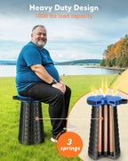 Height Adjustable Foldable Stool Chair - Collapsible Stool for Waiting in Line - Portable Folding Camping Stool, Compact Collapsible Seat for Fishing, Hunting, Patio, Camping, Party & Gathering(Blue)