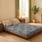 Japanese Floor Mattress, 3.5" Thicken Futon Mattress Tatami Mat with Non-Slip Bottom,Removable Washable Cover,Foldable Mattress Tatami Mat Sleeping Pad,Grey Geometric,Full（80’‘x48''