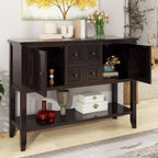 Knocbel Vintage Wood Console Table Buffet Sideboard with 4 Storage Drawers, 2 Cabinets & Bottom Shelf, Entryway Hallway Foyer Table Cupboard Coffee Bar Cabinet (Espresso 44.5")