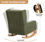 HCHAIRH Nursery Rocking Chairs, Rocking Chair Nursery for Mom Nursery Rocker with High Backrest and Solid Wood Legs, Modern Wingback Accent Rocking Chair for Reading Living Room Bedroom Green