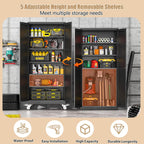 75" H Metal Pantry Storage Cabinet with Wheels,Rolling Kitchen Pantry Cabinet with 2 Doors and 5 Adjustable Shelves, Locker Steel Cabinet,Organization Cabinet for Garage,Home,Gym,School,Black