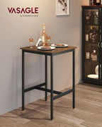 VASAGLE Bar Table, Kitchen Dining, High Top Pub, Bar Height Cocktail for Living Room Party, Sturdy Metal, 23.6 x 23.6 x 36.2 Inches for Narrow Spaces, Rustic Brown and Ink Black
