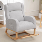 HCHAIRH Rocking Chair Nursery, Nursing Rocking Chairs for Mom Nursery, Comfy Wingback Glider Rocking Armchair with Foot Rest and Side Pocket for Nursery Living Room Bedroom, Light Grey