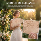 50Pcs Personalized Wooden Fans for Wedding Favors Bulks, Custom Fans for Wedding Guests, Bulk Handheld with Tassel and Yarn Bag, for Wedding Baby Shower Party Favors (50, A)