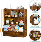 Lerliuo Kids Toy Storage Organizer, 3 Tier Children Small Bookcase and Bookshelf, Toddler 7 Cubby Toy Storage Cabinet, Toy Shelf for Playroom, Bedroom, Living Room, Nursery, School 29.53'' H (Brown)