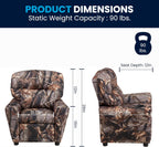 Flash Furniture Chandler Vinyl Kids Recliner with Cup Holder and Safety Recline, Contemporary Reclining Chair for Kids, Supports up to 90 lbs., Camouflage