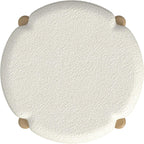 HomePop Luna Modern Round Ottoman|Homepop Home Décor|Ottoman for Living Room & Bedroom - Cream Boucle